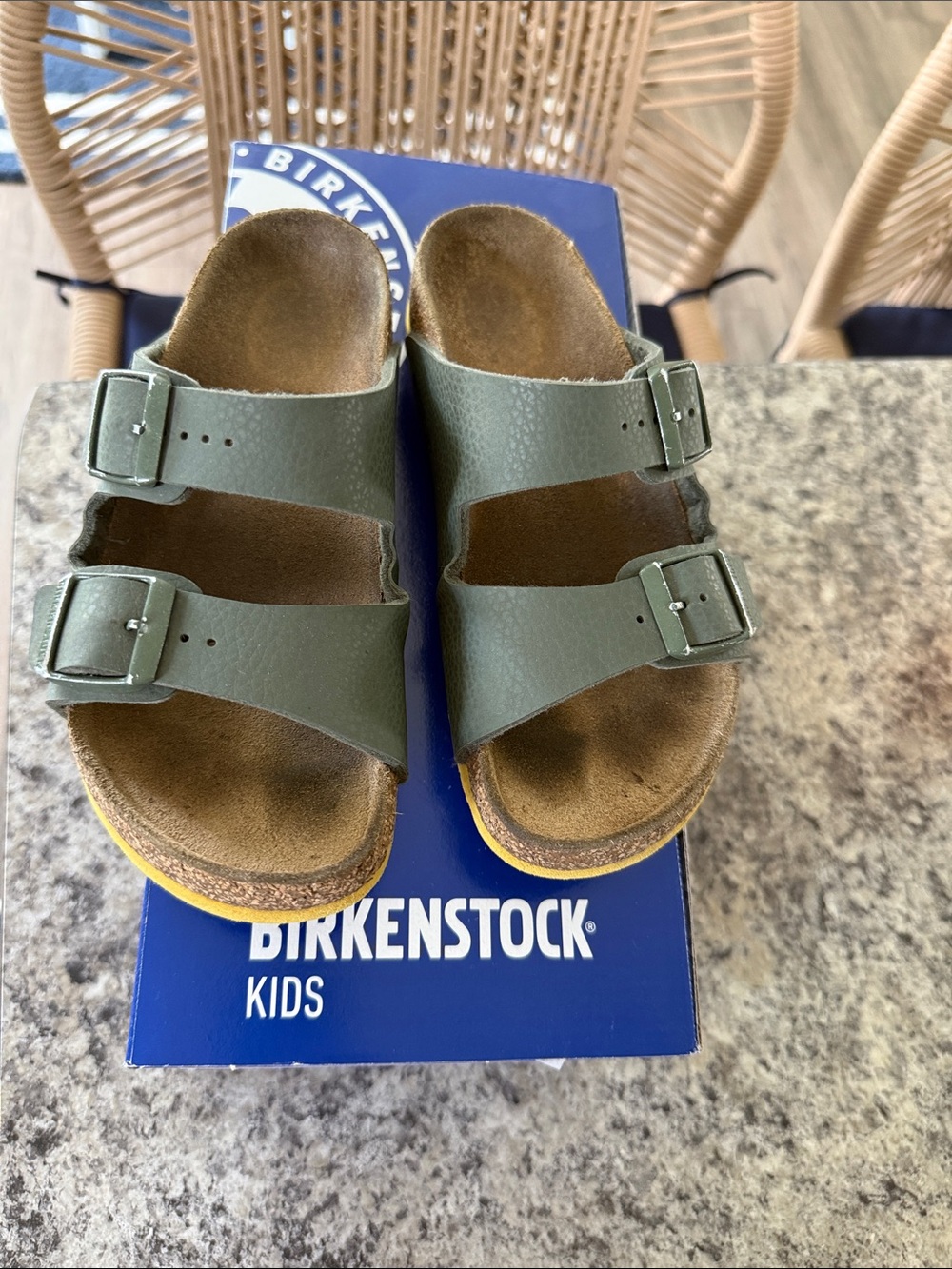 Birkenstock Arizona Kids Two-Strap Sandals in Desert Soil Thyme/Ochre